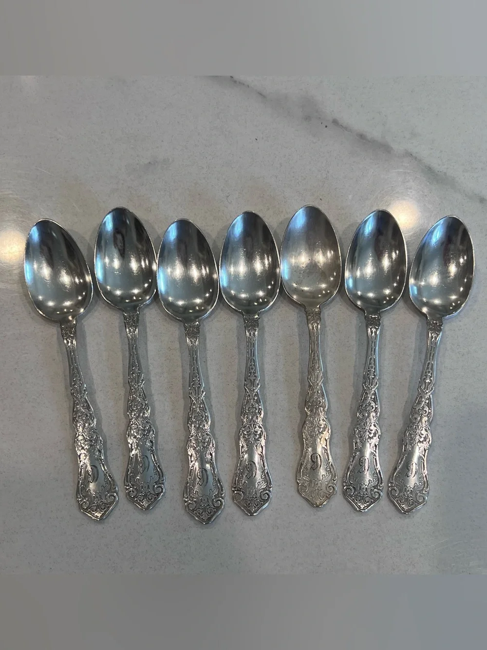 Wm Rogers / Roger AA / Roger Anchor Alhambra 1907 Silverplated Spoons Set of 7